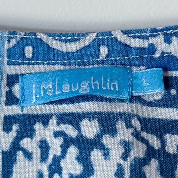 J McLaughlin 3/4 Sleeve Patchwork Paisley Tunic Top Cover Up Beach Blue Large - Picture 11 of 12